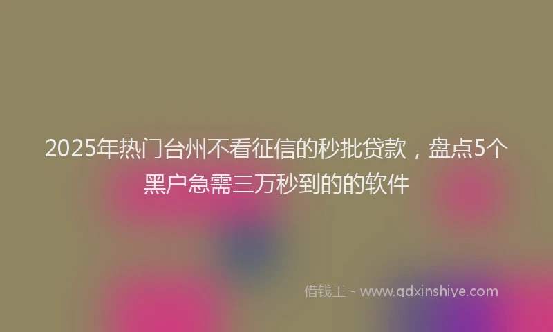 2025年热门台州不看征信的秒批贷款，盘点5个黑户急需三万秒到的的软件