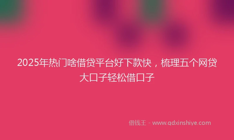 2025年热门啥借贷平台好下款快，梳理五个网贷大口子轻松借口子