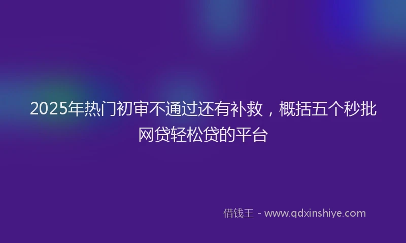 2025年热门初审不通过还有补救，概括五个秒批网贷轻松贷的平台