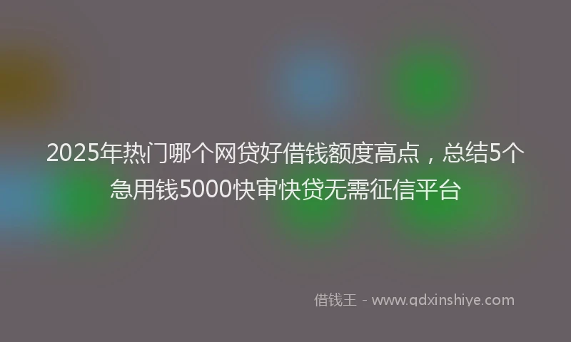2025年热门哪个网贷好借钱额度高点，总结5个急用钱5000快审快贷无需征信平台