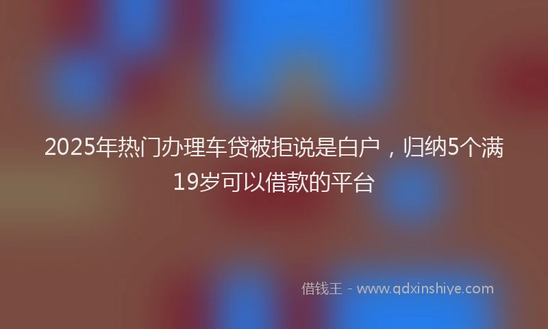 2025年热门办理车贷被拒说是白户，归纳5个满19岁可以借款的平台