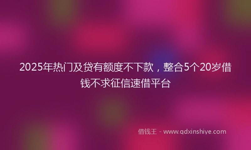 2025年热门及贷有额度不下款，整合5个20岁借钱不求征信速借平台