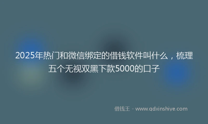 2025年热门和微信绑定的借钱软件叫什么，梳理五个无视双黑下款5000的口子