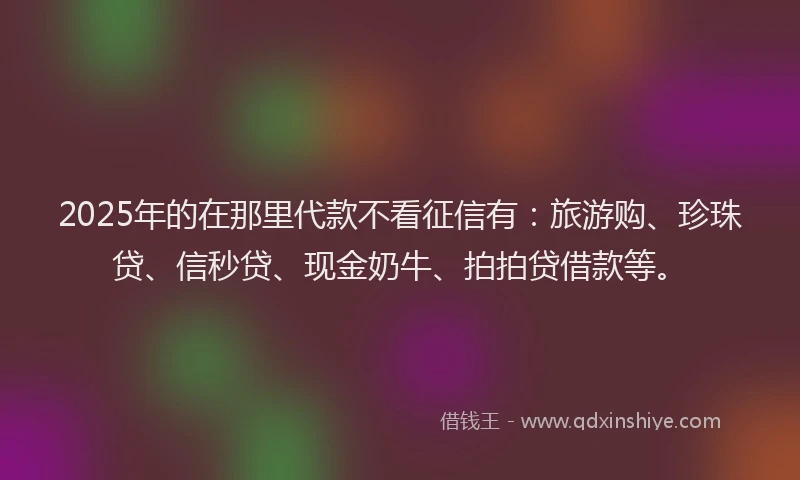 2025年的在那里代款不看征信有：旅游购、珍珠贷、信秒贷、现金奶牛、拍拍贷借款等。