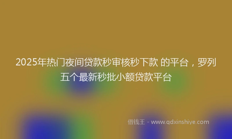 2025年热门夜间贷款秒审核秒下款 的平台，罗列五个最新秒批小额贷款平台