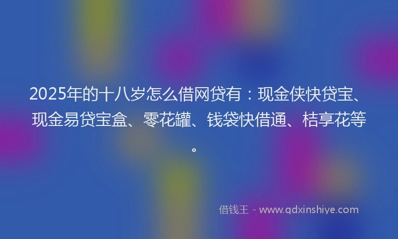 2025年的十八岁怎么借网贷有：现金侠快贷宝、现金易贷宝盒、零花罐、钱袋快借通、桔享花等。