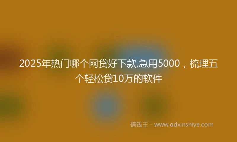 2025年热门哪个网贷好下款,急用5000，梳理五个轻松贷10万的软件
