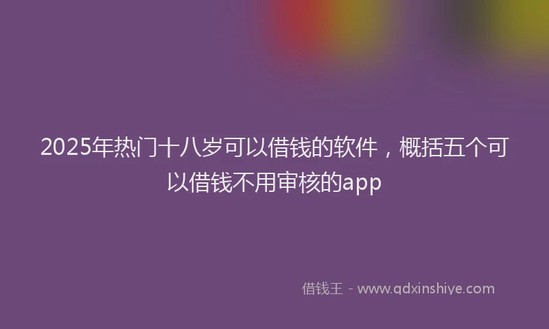 2025年热门十八岁可以借钱的软件，概括五个可以借钱不用审核的app
