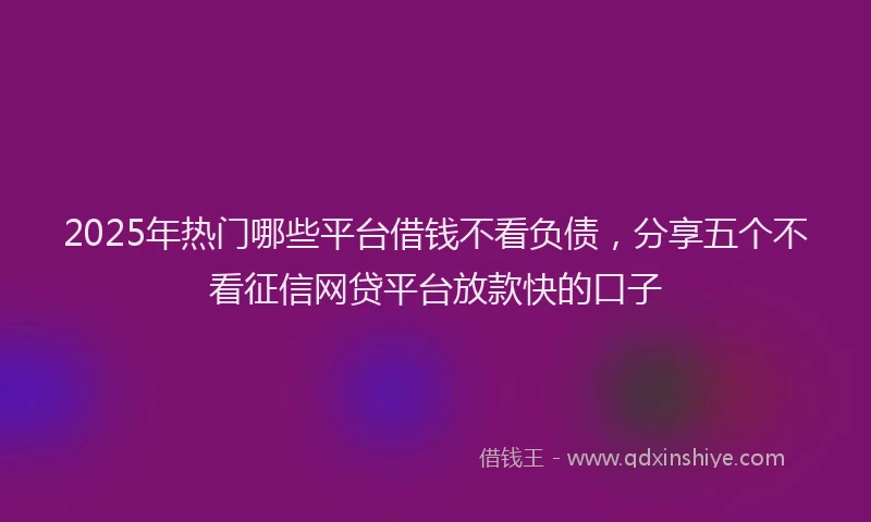 2025年热门哪些平台借钱不看负债，分享五个不看征信网贷平台放款快的口子