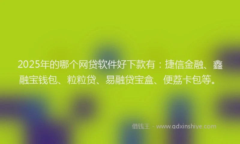 2025年的哪个网贷软件好下款有：捷信金融、鑫融宝钱包、粒粒贷、易融贷宝盒、便荔卡包等。