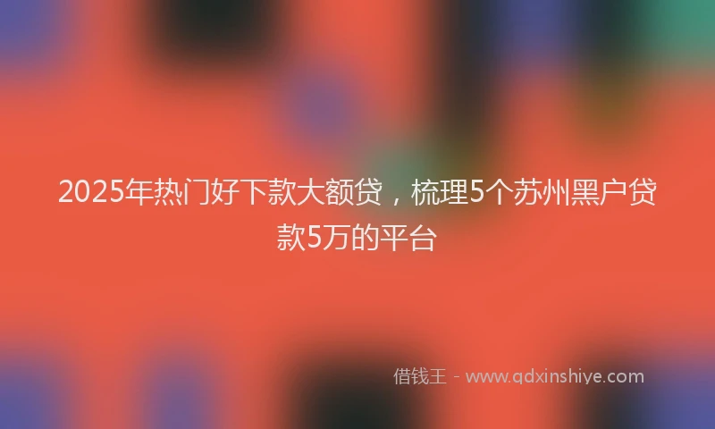 2025年热门好下款大额贷，梳理5个苏州黑户贷款5万的平台
