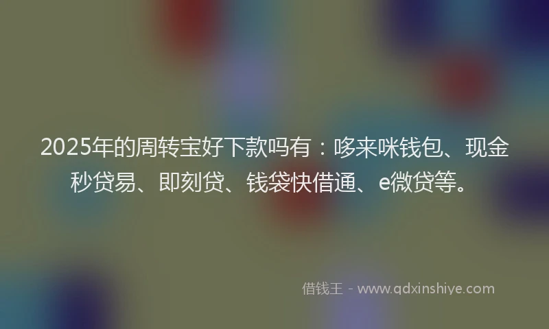 2025年的周转宝好下款吗有：哆来咪钱包、现金秒贷易、即刻贷、钱袋快借通、e微贷等。