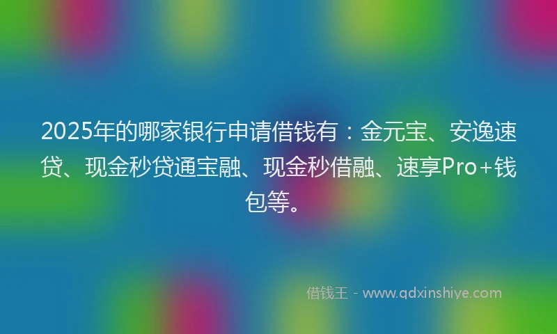 2025年的哪家银行申请借钱有：金元宝、安逸速贷、现金秒贷通宝融、现金秒借融、速享Pro+钱包等。