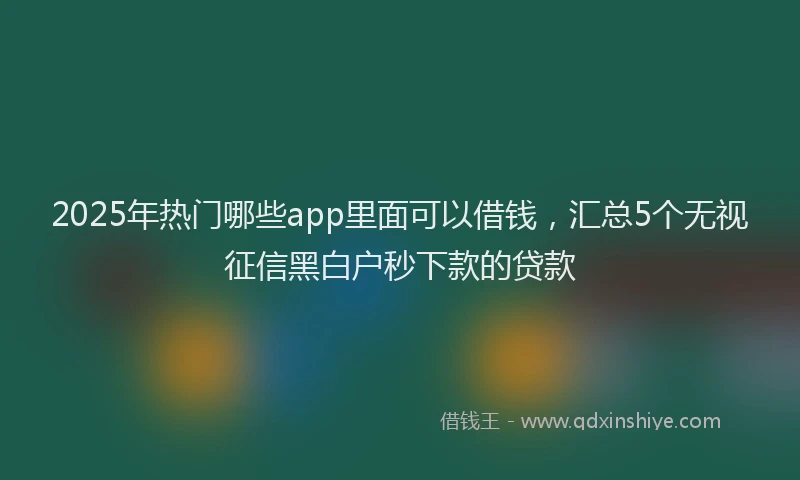 2025年热门哪些app里面可以借钱，汇总5个无视征信黑白户秒下款的贷款