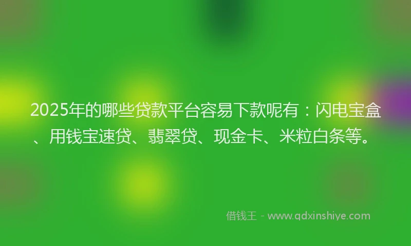 2025年的哪些贷款平台容易下款呢有：闪电宝盒、用钱宝速贷、翡翠贷、现金卡、米粒白条等。