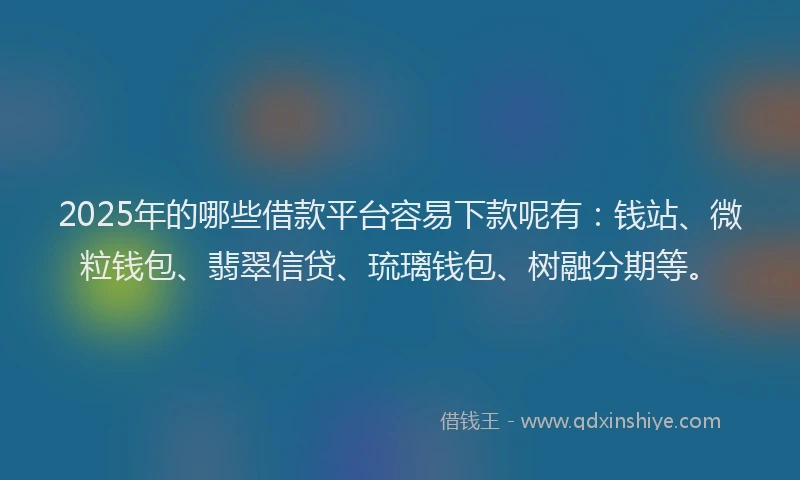 2025年的哪些借款平台容易下款呢有：钱站、微粒钱包、翡翠信贷、琉璃钱包、树融分期等。