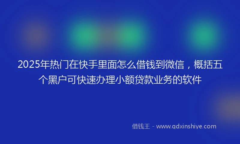2025年热门在快手里面怎么借钱到微信，概括五个黑户可快速办理小额贷款业务的软件