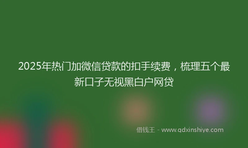 2025年热门加微信贷款的扣手续费，梳理五个最新口子无视黑白户网贷
