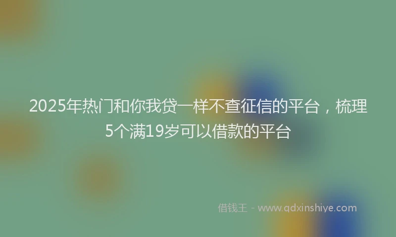 2025年热门和你我贷一样不查征信的平台，梳理5个满19岁可以借款的平台