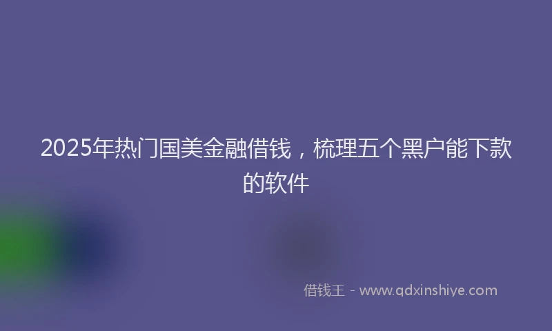 2025年热门国美金融借钱，梳理五个黑户能下款的软件
