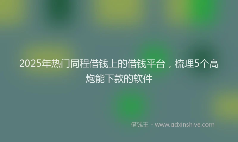 2025年热门同程借钱上的借钱平台，梳理5个高炮能下款的软件