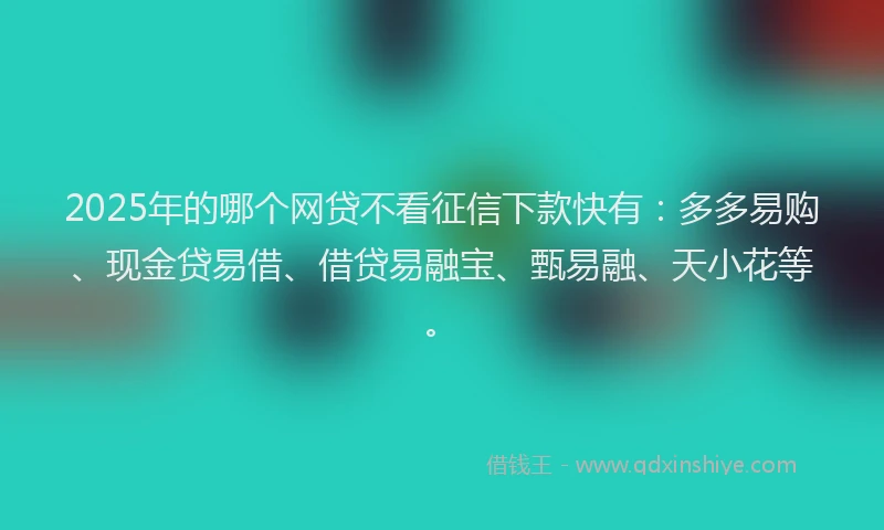 2025年的哪个网贷不看征信下款快有：多多易购、现金贷易借、借贷易融宝、甄易融、天小花等。