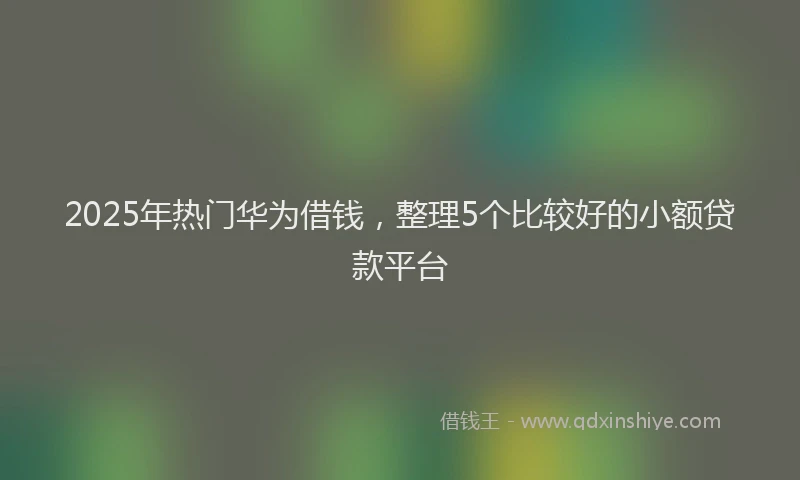2025年热门华为借钱，整理5个比较好的小额贷款平台