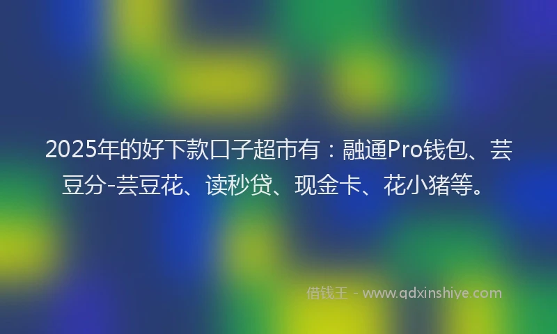 2025年的好下款口子超市有：融通Pro钱包、芸豆分-芸豆花、读秒贷、现金卡、花小猪等。