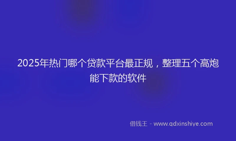 2025年热门哪个贷款平台最正规，整理五个高炮能下款的软件