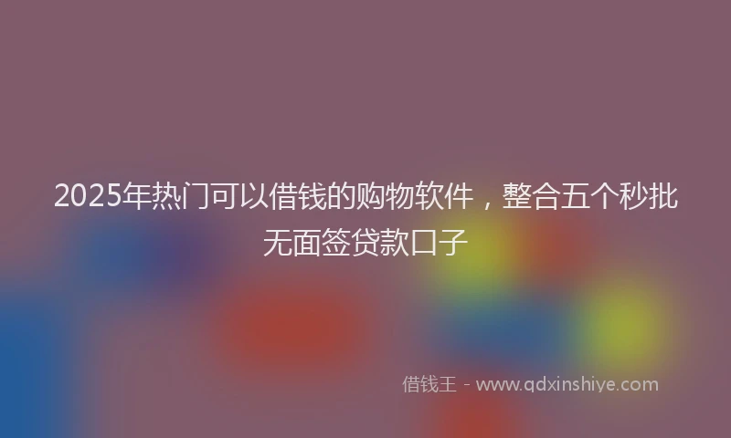 2025年热门可以借钱的购物软件，整合五个秒批无面签贷款口子
