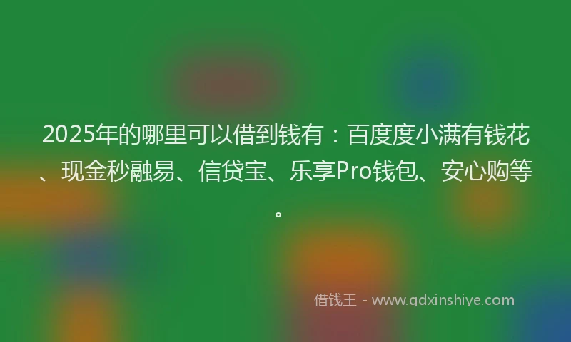 2025年的哪里可以借到钱有：百度度小满有钱花、现金秒融易、信贷宝、乐享Pro钱包、安心购等。