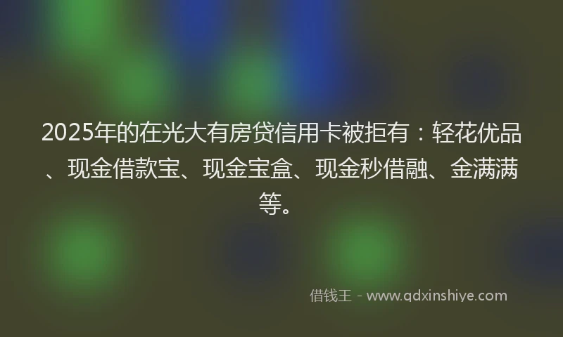 2025年的在光大有房贷信用卡被拒有：轻花优品、现金借款宝、现金宝盒、现金秒借融、金满满等。