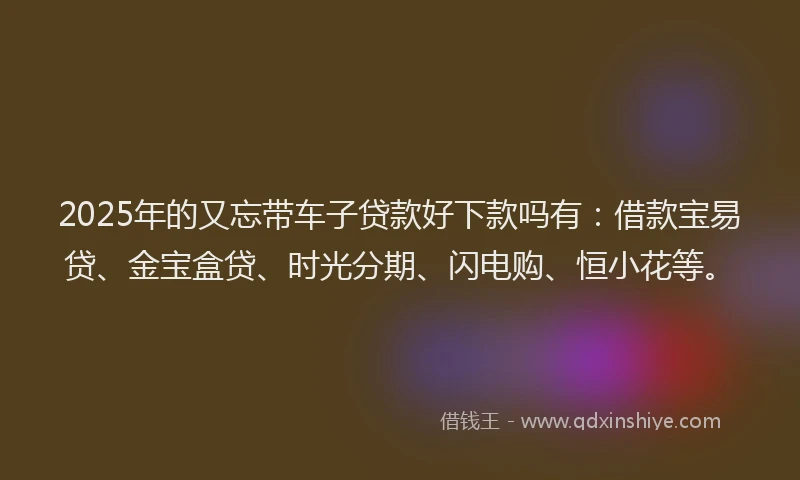 2025年的又忘带车子贷款好下款吗有：借款宝易贷、金宝盒贷、时光分期、闪电购、恒小花等。