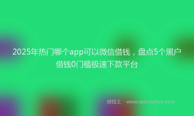 2025年热门哪个app可以微信借钱，盘点5个黑户借钱0门槛极速下款平台