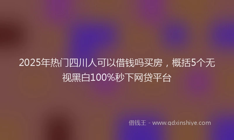 2025年热门四川人可以借钱吗买房，概括5个无视黑白100%秒下网贷平台