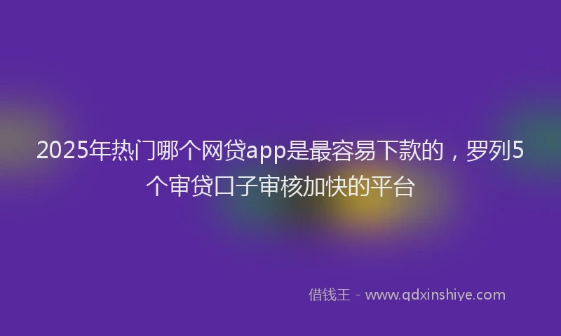 2025年热门哪个网贷app是最容易下款的，罗列5个审贷口子审核加快的平台