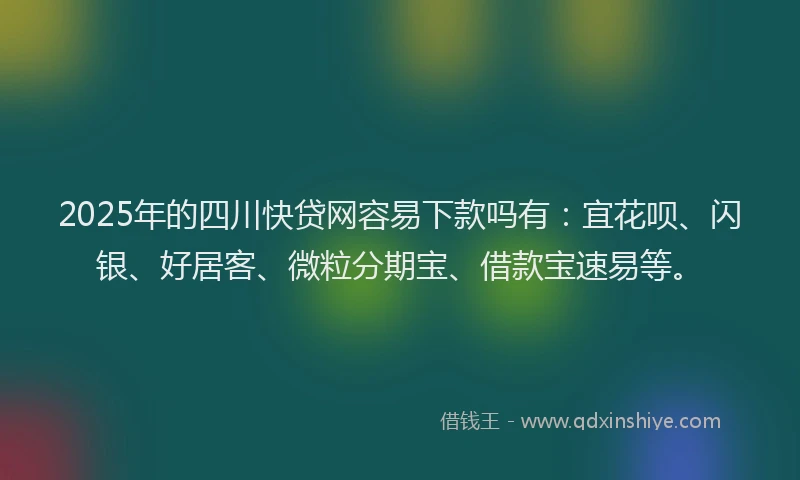 2025年的四川快贷网容易下款吗有：宜花呗、闪银、好居客、微粒分期宝、借款宝速易等。