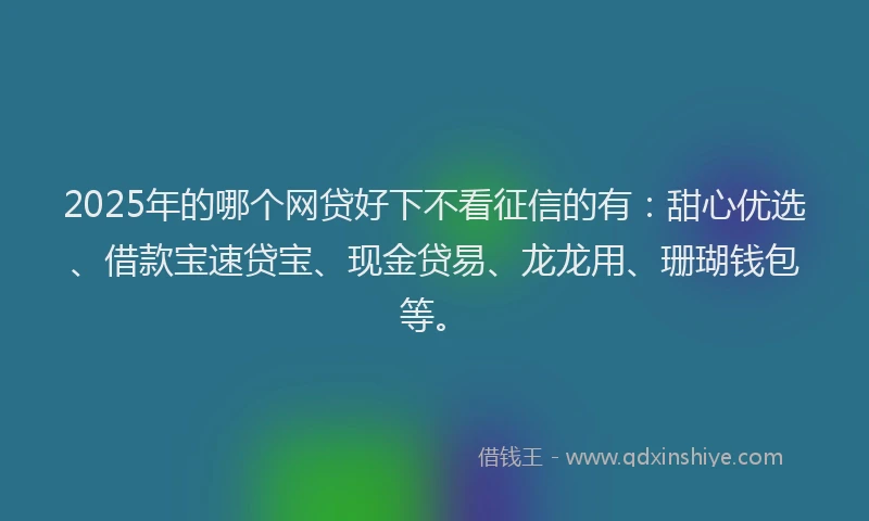 2025年的哪个网贷好下不看征信的有：甜心优选、借款宝速贷宝、现金贷易、龙龙用、珊瑚钱包等。