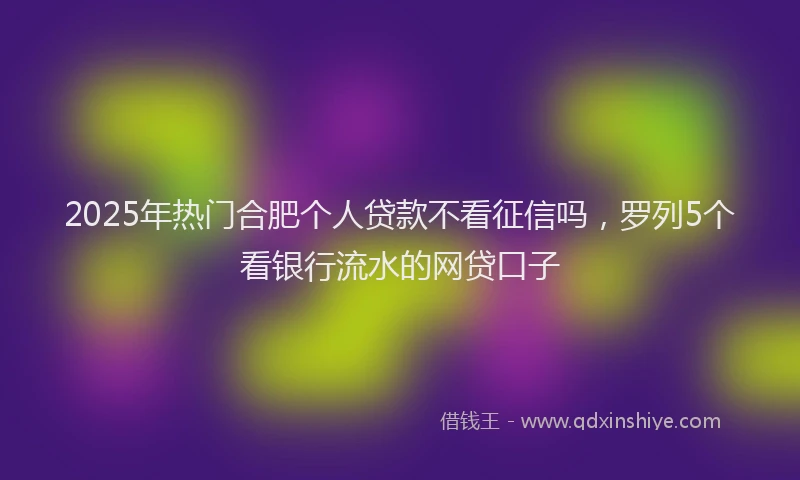 2025年热门合肥个人贷款不看征信吗，罗列5个看银行流水的网贷口子