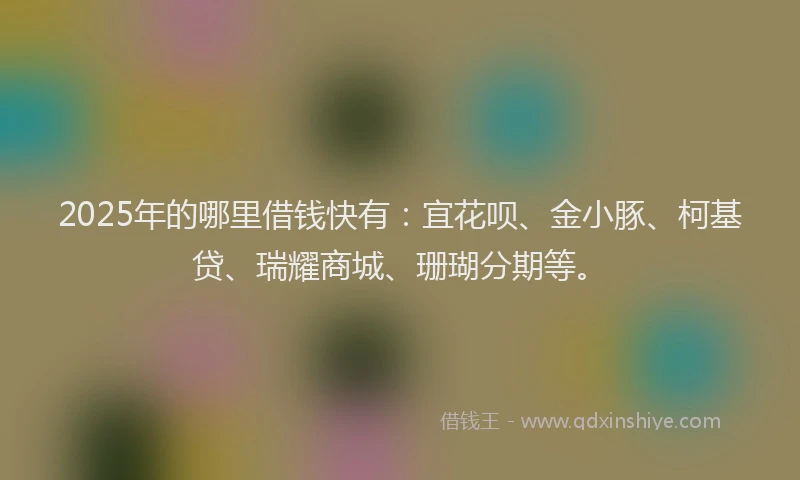 2025年的哪里借钱快有：宜花呗、金小豚、柯基贷、瑞耀商城、珊瑚分期等。