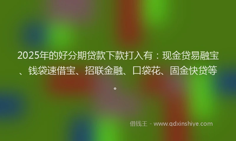 2025年的好分期贷款下款打入有：现金贷易融宝、钱袋速借宝、招联金融、口袋花、固金快贷等。