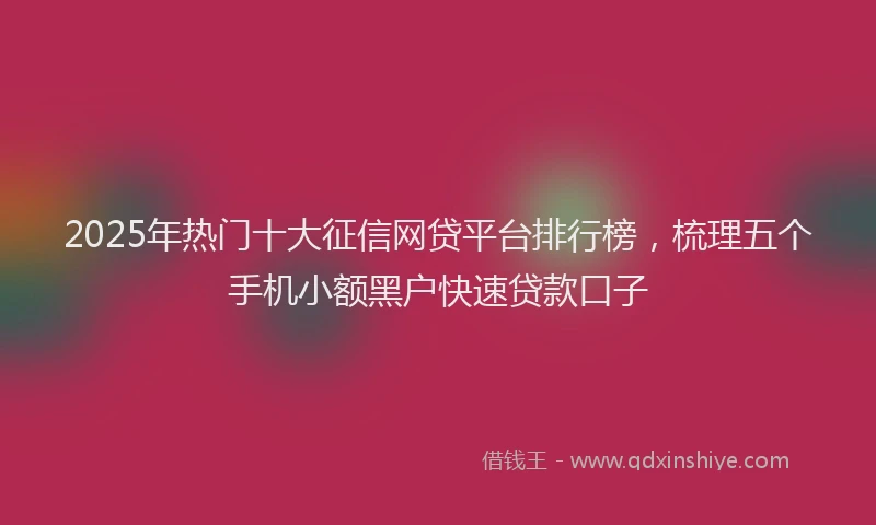 2025年热门十大征信网贷平台排行榜，梳理五个手机小额黑户快速贷款口子