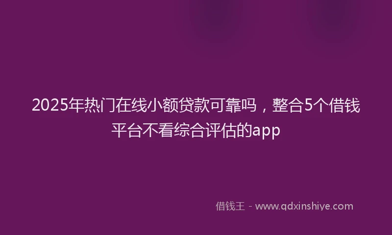 2025年热门在线小额贷款可靠吗，整合5个借钱平台不看综合评估的app