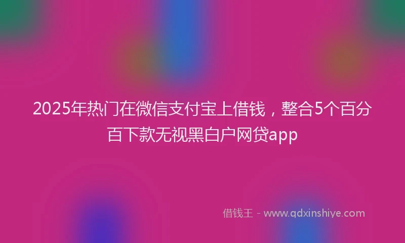 2025年热门在微信支付宝上借钱，整合5个百分百下款无视黑白户网贷app