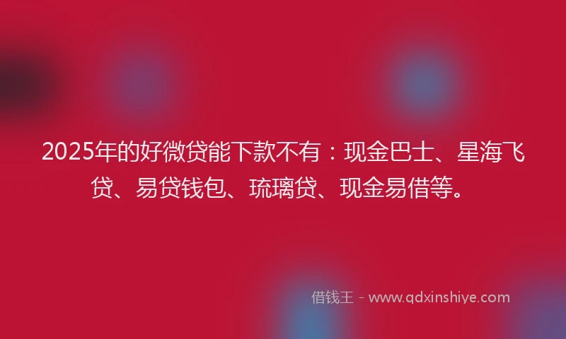 2025年的好微贷能下款不有：现金巴士、星海飞贷、易贷钱包、琉璃贷、现金易借等。