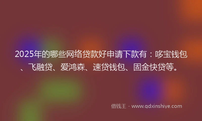 2025年的哪些网络贷款好申请下款有：哆宝钱包、飞融贷、爱鸿森、速贷钱包、固金快贷等。