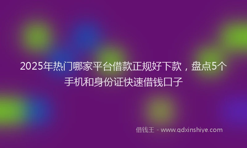2025年热门哪家平台借款正规好下款，盘点5个手机和身份证快速借钱口子