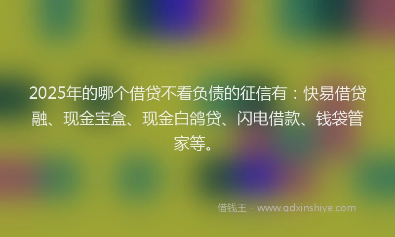 2025年的哪个借贷不看负债的征信有：快易借贷融、现金宝盒、现金白鸽贷、闪电借款、钱袋管家等。