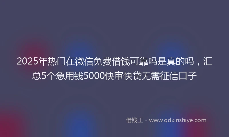2025年热门在微信免费借钱可靠吗是真的吗，汇总5个急用钱5000快审快贷无需征信口子