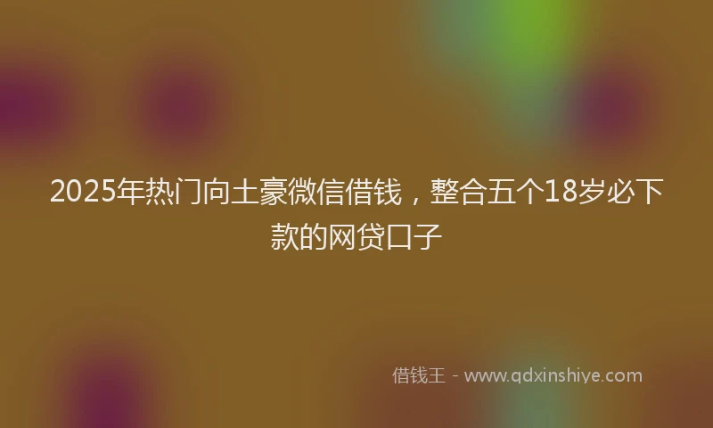 2025年热门向土豪微信借钱，整合五个18岁必下款的网贷口子